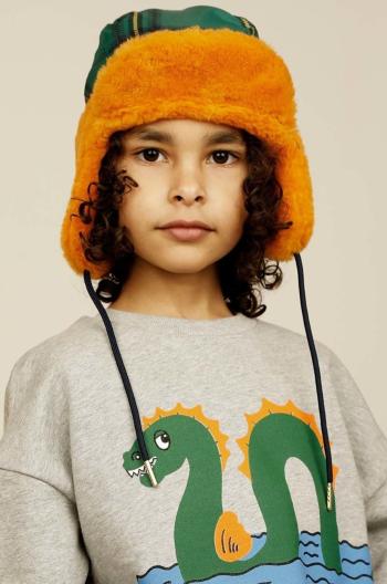 Detská čiapka Mini Rodini oranžová farba biela, z hrubej pleteniny