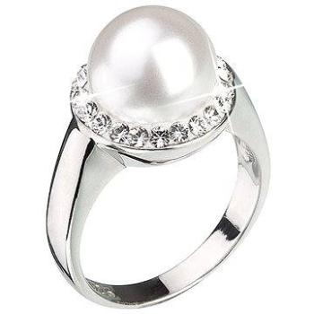 Prsteň zdobený kryštálmi Swarovski Biela perla 35021.1 (925/1000; 5,7 g) veľ. 54 (8590962352245)