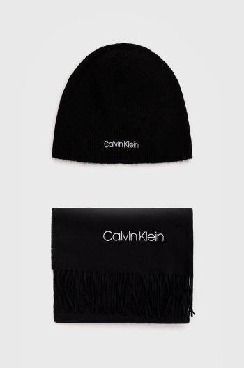 Súprava s prímesou vlny Calvin Klein čierna farba