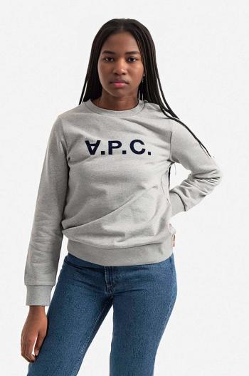 Bavlnená mikina A.P.C. Sweat Viva dámska, šedá farba, s potlačou