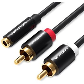 Vention 3,5 mm Female to 2× RCA Male Audio Cable 2 m Black Metal Type (VAB-R01-B200)