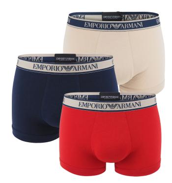 EMPORIO ARMANI - boxerky 3PACK stretch cotton marine & rosso - limited edition-L (86-91 cm)