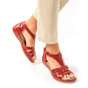 Blancheporte Kožené sandále na suchý zips, extra široké červená 36