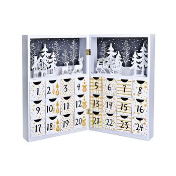 Solight LED drevený adventný kalendár kniha 1V244