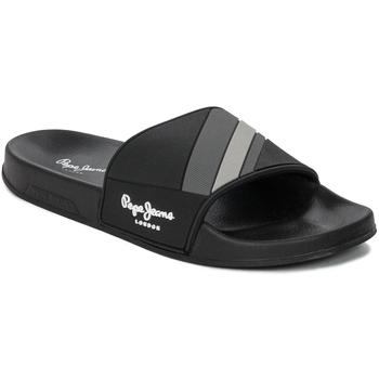 Pepe jeans  športové šľapky Slider Texture Beach Flip Flops  Čierna