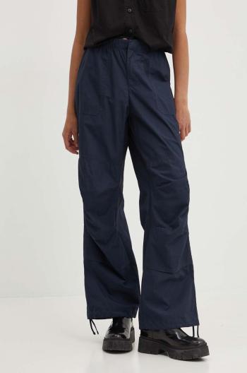 Bavlnené nohavice Dickies FISHERSVILLE PANT W tmavomodrá farba, široké, vysoký pás, DK0A4YV4