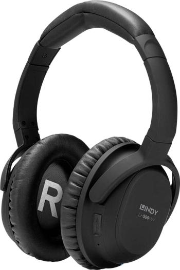LINDY LH500XW Bluetooth, káblové Hi-Fi slúchadlá Over Ear cez uši Headset, regulácia hlasitosti, otočná slúchadlá čierna