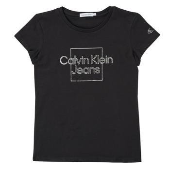 Calvin Klein Jeans  Tričká s krátkym rukávom METALLIC BOX SLIM FIT T-SHIRT  Čierna