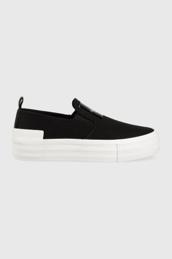 Tenisky Calvin Klein Jeans BOLD VULC FLATF SLIP dámske, čierna farba, YW0YW01040