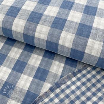 Dvojitá gázovina/mušelín Double sided CHECKS MINI indigo