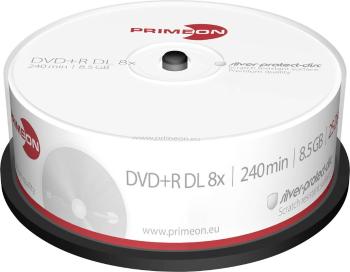 Primeon 2761251 DVD+R DL 8.5 GB 25 ks vreteno strieborný matný povrch