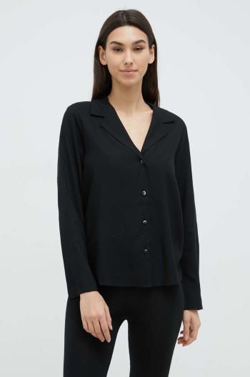 Pyžamová košeľa Calvin Klein Underwear dámska, čierna farba