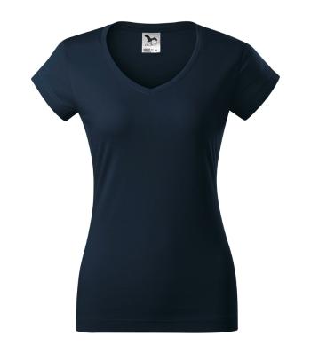 MALFINI Dámske tričko Fit V-neck - Námornícka modrá | L