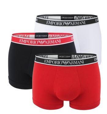 EMPORIO ARMANI - boxerky 3PACK stretch cotton fashion Armani logo nero & rosso combo colore - limited edition-L (86-91 cm)