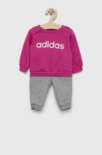 Detská tepláková súprava adidas I LIN FL ružová farba