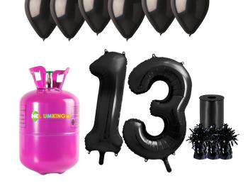 HeliumKing Hélium párty set na 13. narodeniny s čiernymi balónmi