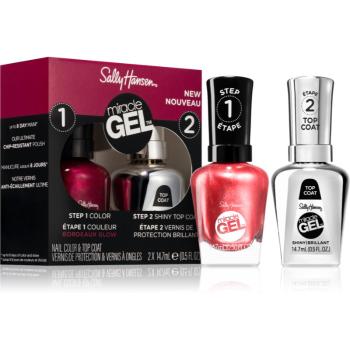 Sally Hansen Miracle Gel™ sada lak na nechty a top coat 940 Bordeaux-Glow odtieň