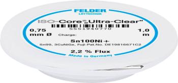 Felder Löttechnik ISO-Core "Ultra-Clear" Sn100Ni+ spájkovací cín bez olova cievka Sn99,25Cu0,7Ni0,05  0.75 mm