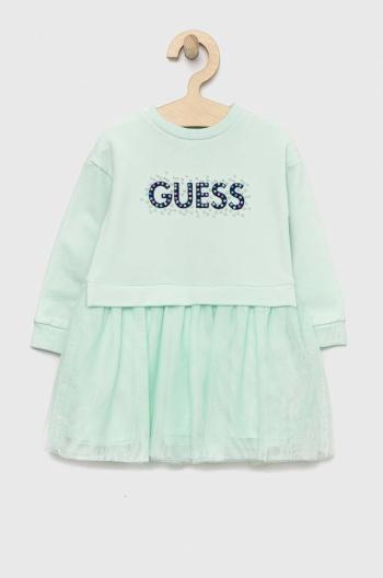 Šaty pre bábätká Guess tyrkysová farba, mini, áčkový strih