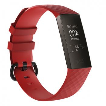 Fitbit Charge 3 / 4 Silicone Diamond (Large) remienok, Red (SFI008C12)