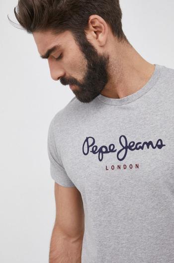 Bavlnené tričko Pepe Jeans Eggo šedá farba, melanžové