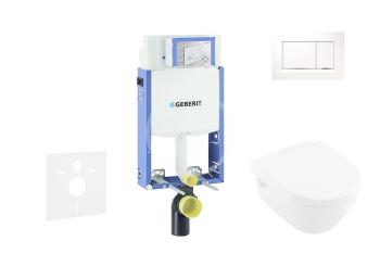 GEBERIT - Kombifix Modul na závesné WC s tlačidlom Sigma30, biela/lesklý chróm + Villeroy Boch - WC a doska, DirectFlush, SoftClose, CeramicPlus 110.302.00.5 NB5
