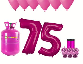HeliumKing Hélium párty set na 75. narodeniny s ružovými balónmi