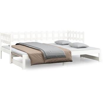 Výsuvná posteľ biela 2× (90 × 190) cm masívna borovica, 820777