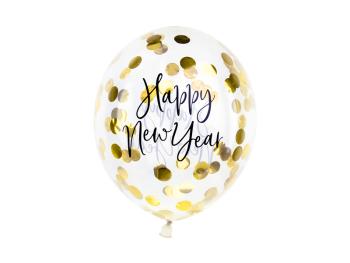 PartyDeco Konfetové balóny - Šťastný nový rok (zlaté)