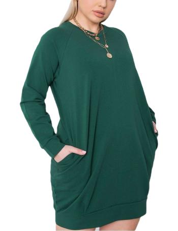 Tmavo zelené dámske šaty s vreckami vel. 3XL
