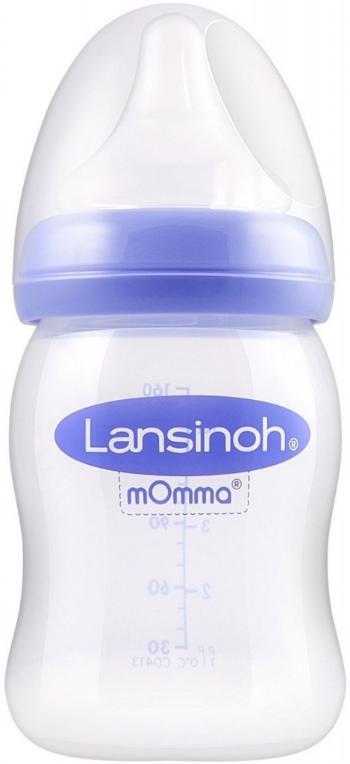 LANSINOH Sklenená dojčenská fľaša s NaturalWave cumľom (pomalý prietok SF) 160 ml