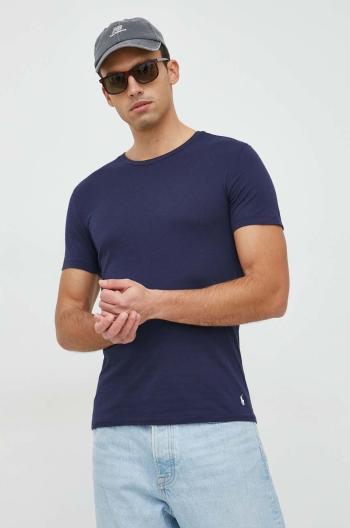 Bavlnené tričko Polo Ralph Lauren 3-pak tmavomodrá farba, jednofarebné