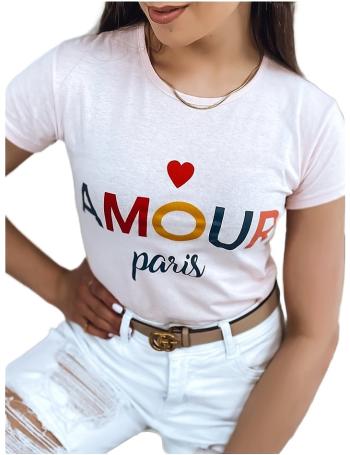 Svetloružové tričko s farebným nápisom amour vel. L
