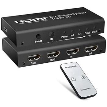 PremiumCord HDMI switch 2:2 , 3D, 1080p s diaľkovým ovládačom (khswit22)