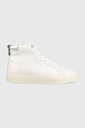 Kožené tenisky Calvin Klein Vulc High Top biela farba,