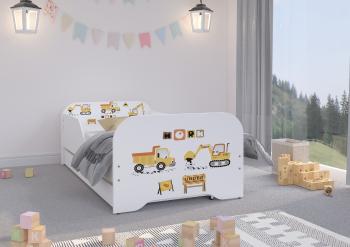 Detská posteľ MIKI 160 x 80 cm - Stavenisko  Construction site posteľ + úložný priestor
