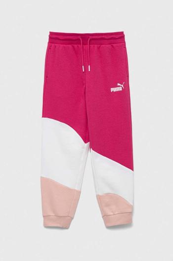 Detské tepláky Puma PUMA POWER Cat High Waist Pants TR G ružová farba, vzorované