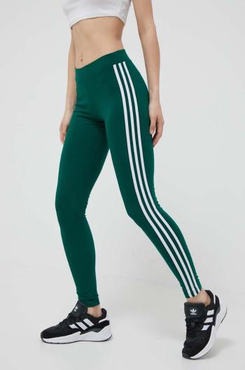 Legíny adidas Originals Adicolor Classics 3-Stripes Leggings dámske, zelená farba, s nášivkou