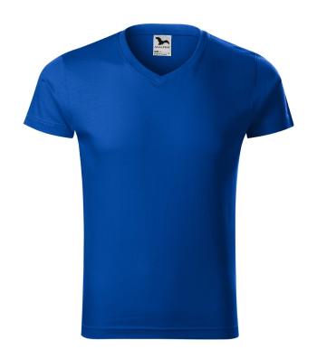 MALFINI Pánske tričko Slim Fit V-neck - Kráľovská modrá | XL