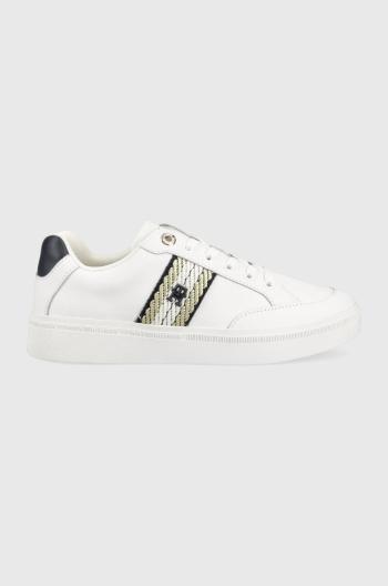 Kožené tenisky Tommy Hilfiger COURT SNEAKER WITH WEBBING biela farba, FW0FW07106