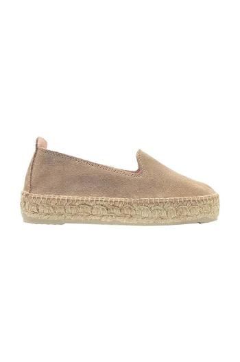 Semišové espadrilky Manebi Double Sole Espadrilles hnedá farba, na platforme, W 1.9 D0