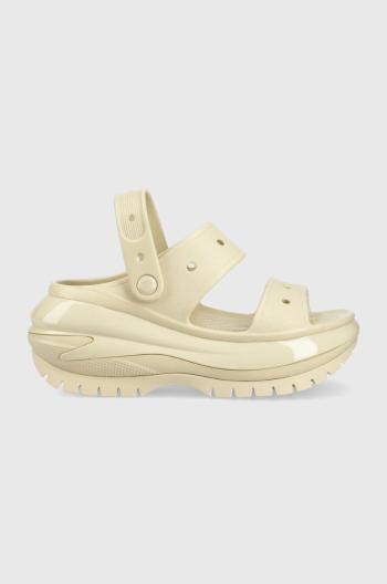 Šľapky Crocs Classic Mega Crush Sandal dámske, béžová farba, na platforme, 207989