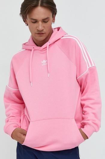 Bavlnená mikina adidas Originals pánska, ružová farba, s kapucňou, s nášivkou