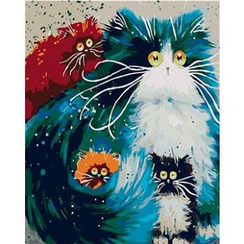 Maľovanie podľa čísel – Okatá mačka s mačiatkami (HRAmal00127nad)