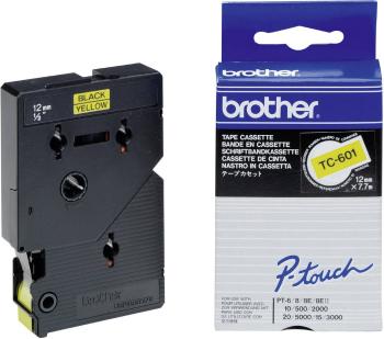 páska do štítkovača  Brother TC TC-601  Farba pásky: žltá Farba písma:čierna 12 mm 7.7 m