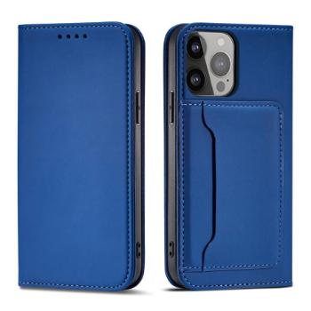 MG Magnet Card knižkové kožené puzdro na iPhone 13, modré