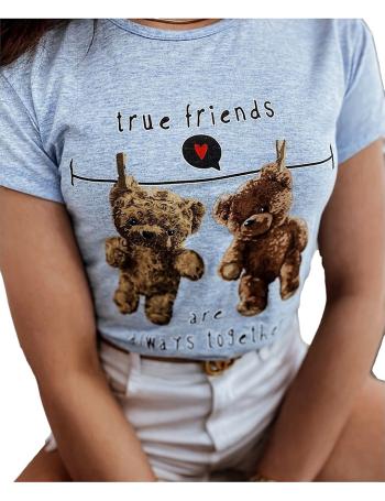 Svetlomodré tričko medvedíky true friends vel. XL