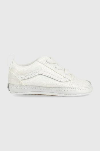 Topánky pre bábätká Vans IN Old Skool Crib GLTR WHITE biela farba