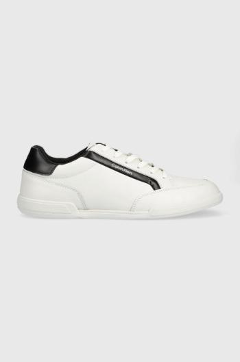 Kožené tenisky Calvin Klein Low Top Lace Up Lth biela farba