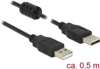 Delock #####USB-Kabel USB 2.0 #####USB-A Stecker, #####USB-A Stecker 50.00 cm čierna s feritovým jadrom
